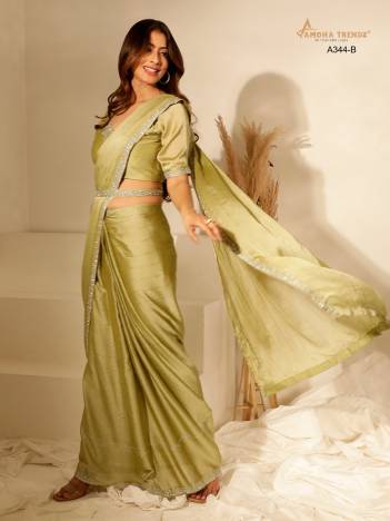 AMOHA A344 DESIGNER CHINON SILK SAREE WHOLESALER IN INDIA